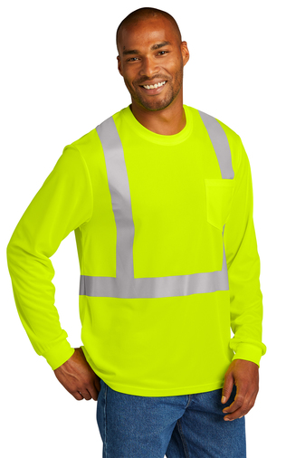 CornerStone � Adult Unisex 4.1-ounce, 100% Polyester ANSI 107 Class 2 Mesh Long Sleeve T-shirt
